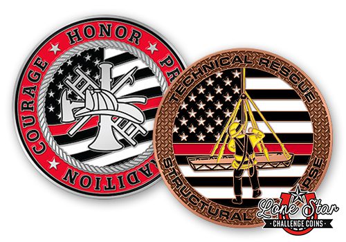 Thin Red Line Flag Challenge Coins